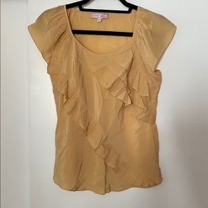 Ruffle detail silk shirt